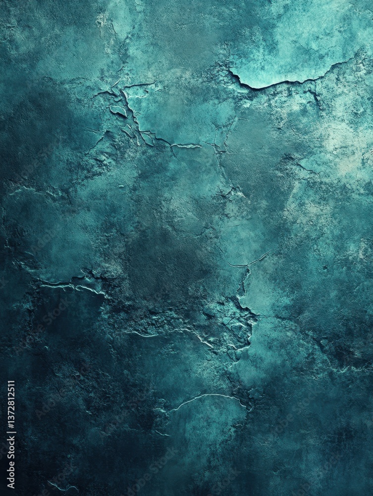 Poster abstract teal texture with cracked surface and subtle gradient creating a moody and artistic backgro