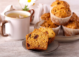 Healthy carrot and apple muffins with nuts