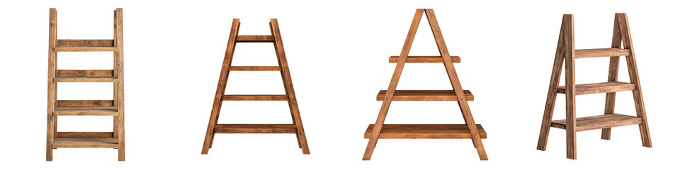 Showcase rustic wooden ladder shelf furniture display modern aesthetic industrial design textured finish