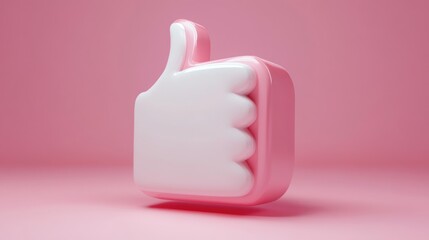 Pink and White Thumbs Up 3D Render: A Positive Digital Icon