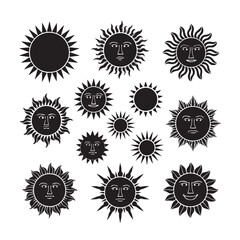 black and white icons set