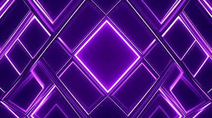 Purple neon rhombus shining over glass tiles futuristic background