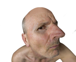 Funny face with a big nose. Senior citizen