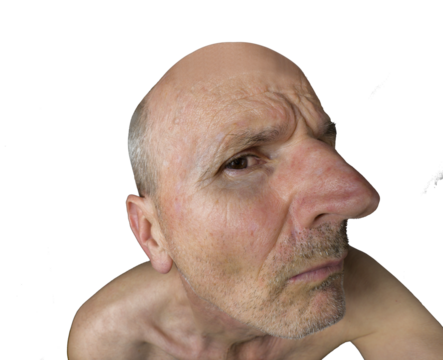 Funny face with a big nose. Senior citizen
