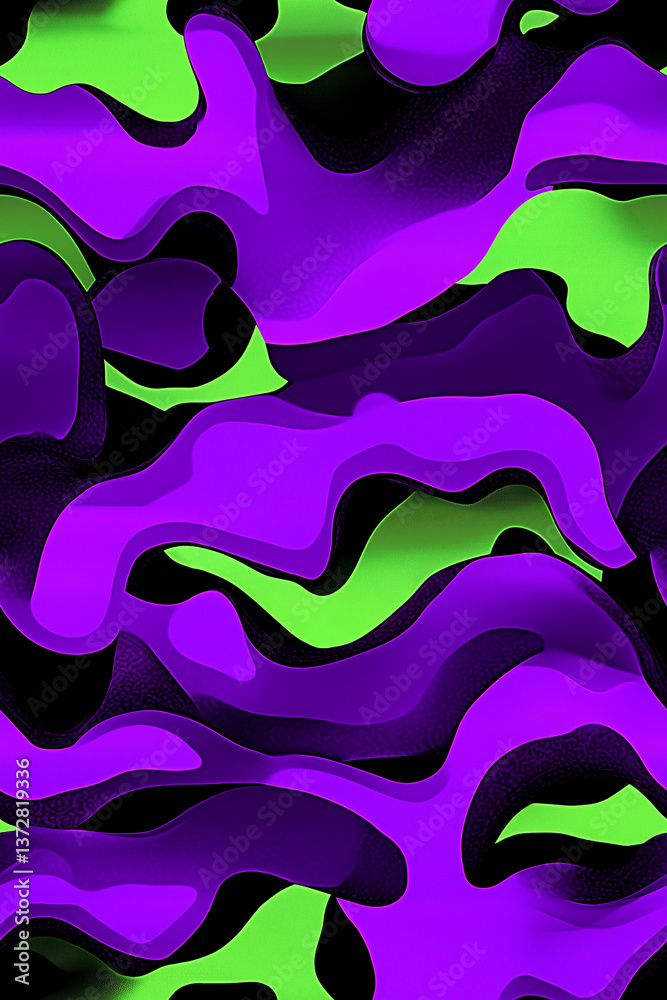 Aufkleber Purple and green abstract waves creating a dynamic visual flow
