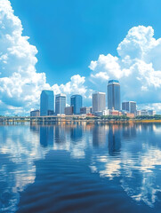 Naklejka premium Jacksonville, Florida, USA downtown city skyline on St. Johns River.