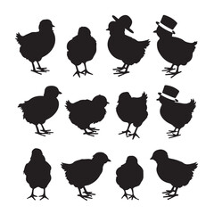 set of chicken silhouettes