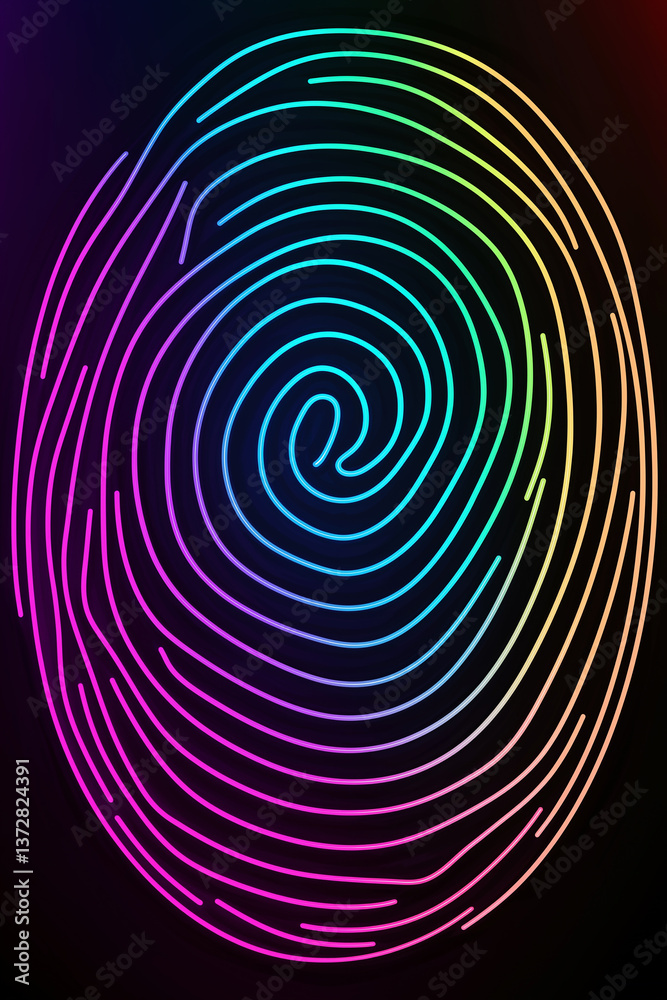 Poster Glowing fingerprint showing access granted in futuristic style