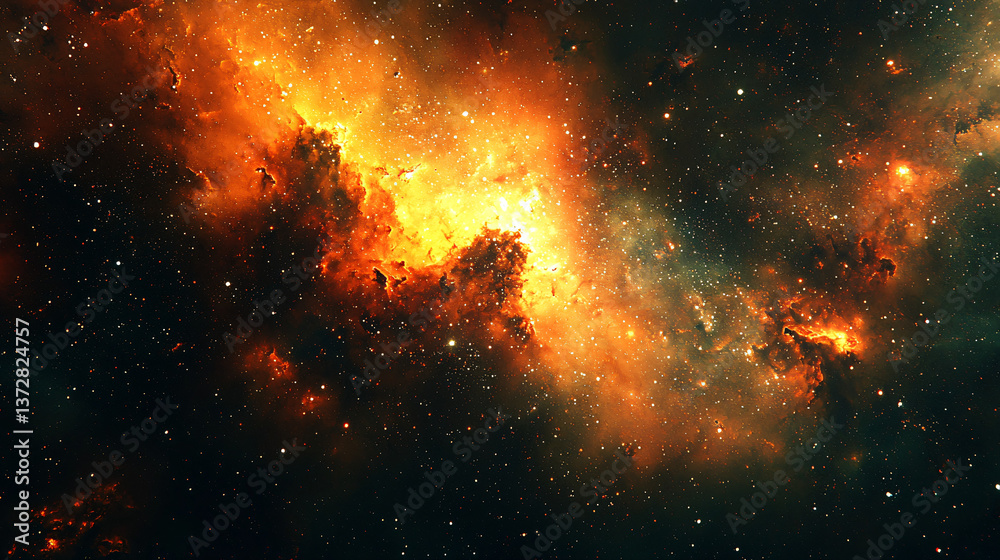 Poster captivating nebula with a star in the background creating an ethereal cosmic scene filled with quant