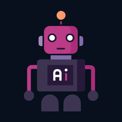 Vector illustration of ai robot icon in dark color