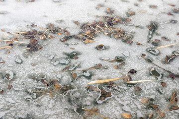 frozen river in early spring
