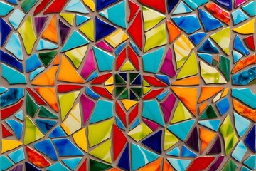 Colorful geometric mosaic seamless pattern with triangles and squares