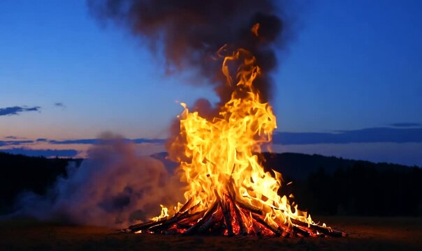 burning fire in the forest