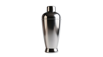 Obraz premium A stainless steel cocktail shaker, isolated on white background --ar 16:9