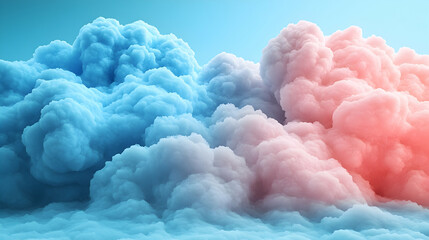 Ethereal clouds rise a dreamy blue and pink fusion against a serene sky evoking peace and wonder