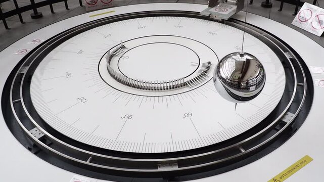 名古屋科学館のフーコーの振り子の様子