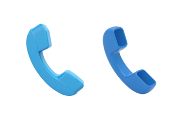 Blue phone icon or contact website mobile symbol isolated on classic communication telephone white background with service support hotline concept. 3D rendering
