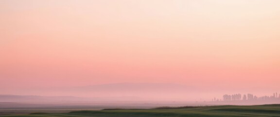 Fototapeta premium Soft pastel pink light bathes a tranquil landscape, creating a serene atmosphere, hue, romantic