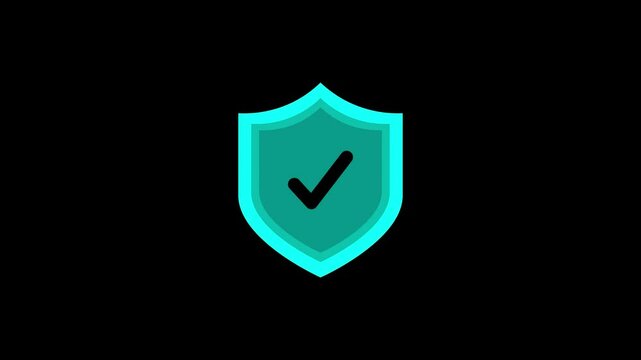Check mark with shield icon animation.