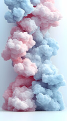 Fototapeta premium Abstract art showcases a dynamic flow blending soft pink and serene blue cloud-like formations against a pristine backd