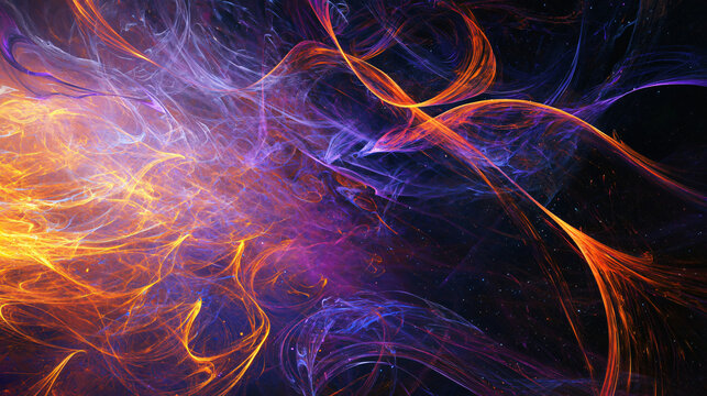 Fiery smoke and flames representing celestial energy fields and hyperbolic energy loops with a dramatic and intense atmosphere.