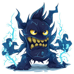 Lightning monster isolated white background 
