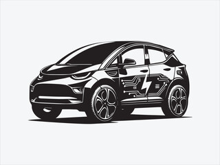 Fototapeta premium Electric Car Silhouette with Sleek Modern Design and Futuristic Automotive Aesthetics