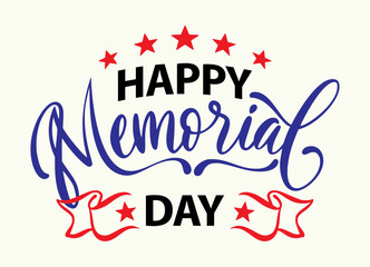 Happy memorial day lettering vector illustration