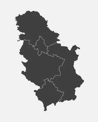 Fototapeta premium Vector map country Serbia divided on regions