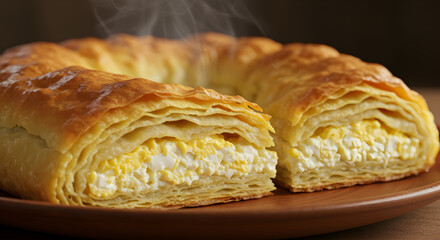 Golden and Flaky Bulgarian Banitsa Pastry Filled with Cheese and Egg Delight
