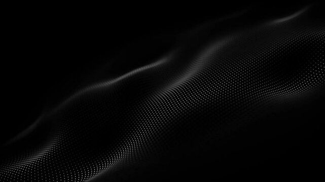 Abstract background white wave on black background. 4K Audio Waveform Visualizer Club Bar Background Black and White. Lines Waves Background Black and White. Technology dots wave background. Loop