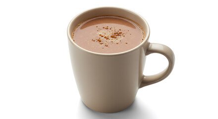Obraz premium Cozy indulgence: A delightful cup of hot chocolate masala chai on a crisp white backdrop
