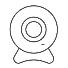 Web camera thin line icon, remote work concept. Vector graphics. Video call recording device for online conference sign on white background, outline style icon for mobile or web design.