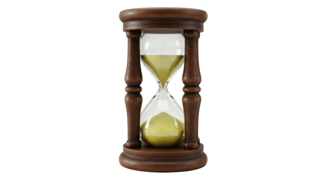 Isolated Classic Wooden Hourglass Sand Timer