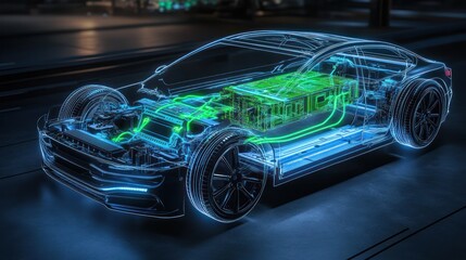 Fototapeta premium Electric Car Interior Components Night Vision