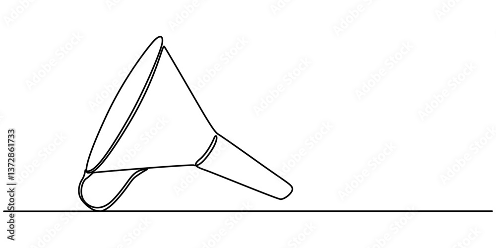 Poster funnel with handle continuous one line drawing, continuous line art of an oil funnel, funnel black s