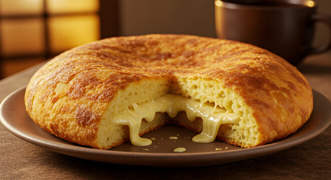 Delicious Bolivian sonso cheesy yuca bread with a tempting melted cheese filling