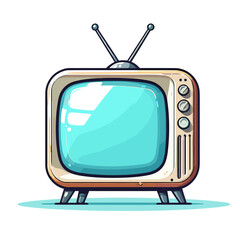Vector illustration of retro television set with antennas. Perfect for vintage electronics blogs, mid-century design websites, and nostalgic entertainment guides.