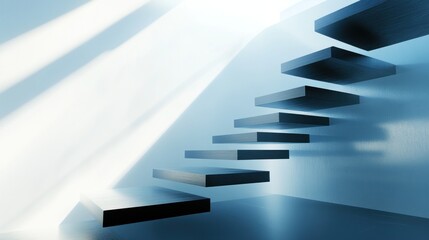 Obraz premium Modern, Floating Stairs in Light-Filled Interior