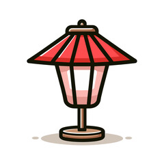 Vector illustration of traditional Japanese lantern in red and beige colors. Perfect for Asian decor blogs and garden lighting websites.