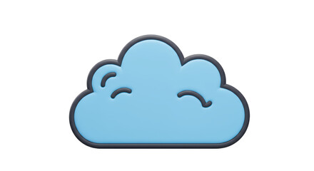 Isolated Light Blue Cartoon Cloud with Happy Face