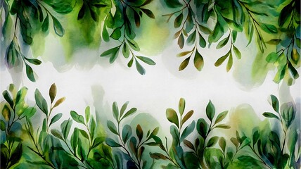 Watercolor Green Leaves Background, Watercolor Green Leaves Painting, Watercolor Green Leaves Art.