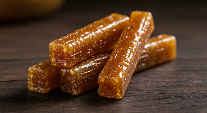 Delicious stack of traditional Chinese maltose candy sticks, a sweet treat