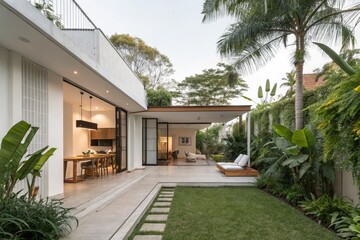 Modern House With Open Living Space and Garden View Generative AI