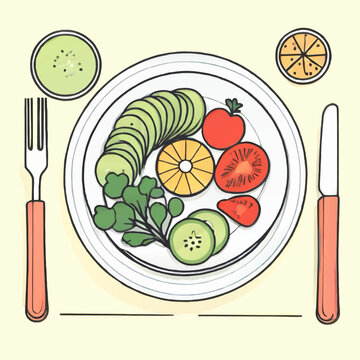 healthy plate of food with orange and green clip art preview