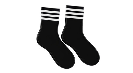 Isolated Black Socks with White Stripes Sporty Design