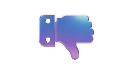 Isolated 3D Thumbs Down Icon with Holographic Effect