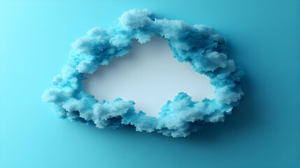 Fototapeta premium Soft fluffy blue clouds in a circular arrangement with a light center all set against a light blue background