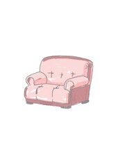 red sofa isolated on white