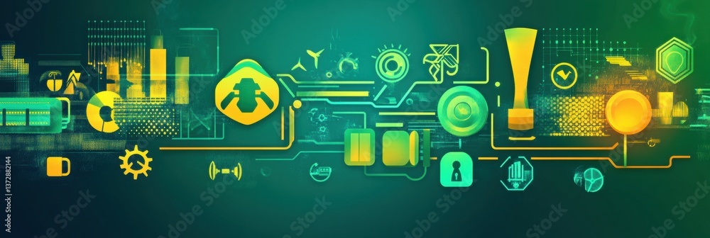 Aufkleber powerful engine background with petrol and renewable energy icons showcasing a vibrant contrast of e